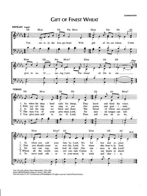 gift of finest wheat piano sheet music